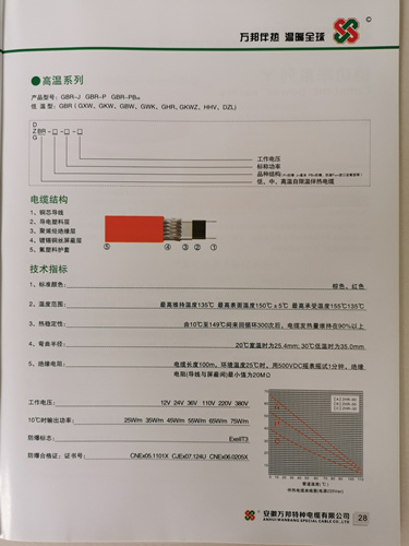 伴热电缆，高温系列，